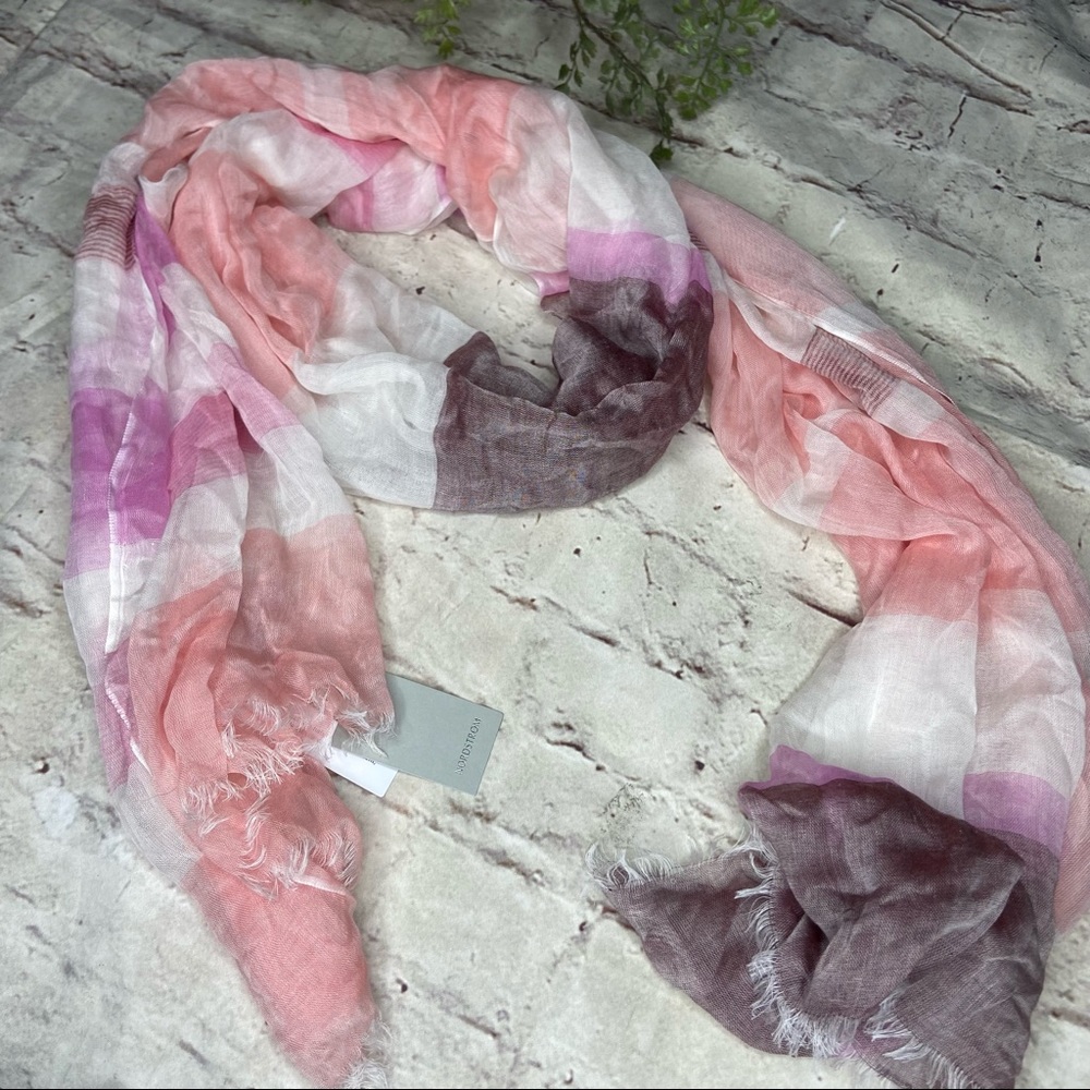 Nordstrom Pink Combo Royal Plaid Sheer Silk Scarf - Picture 3 of 4